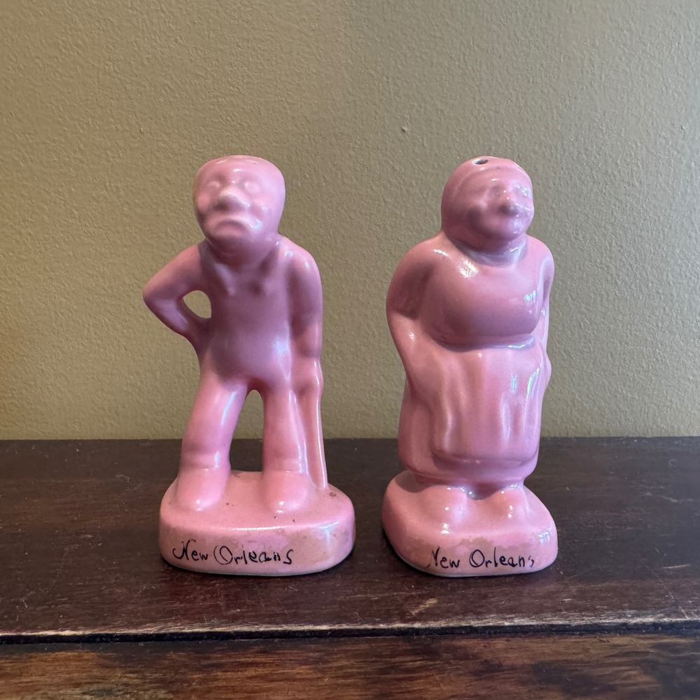 Camark‎ Pottery New Orleans Pastel Pink Figural Salt & Pepper Shakers 877 USA